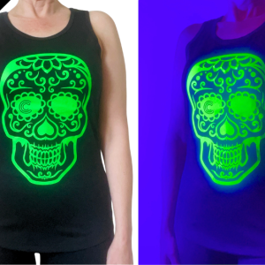 NEON SKULL black fitted breathable tank top