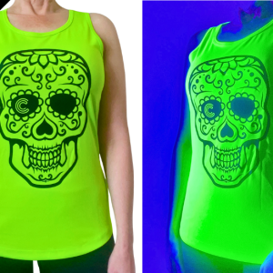 NEON SKULL green fitted breathable tank